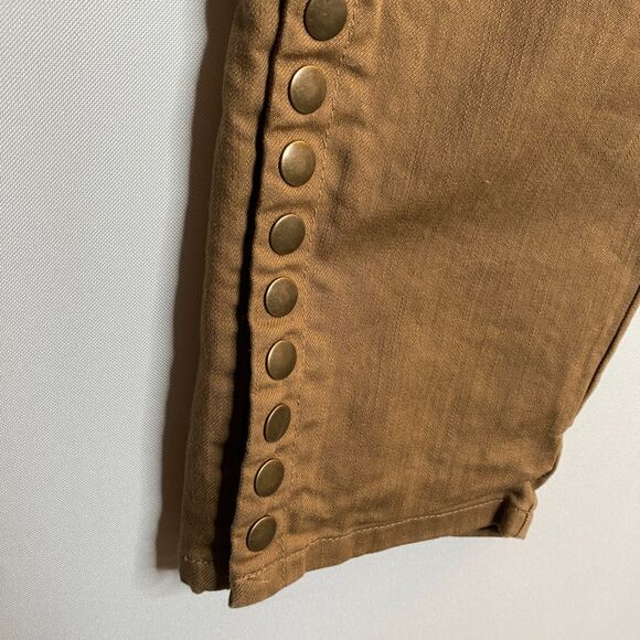 Soft Surroundings Tan Pull On Pants Metal Snap Ankle Detail Womens Medium - Picture 3 of 11